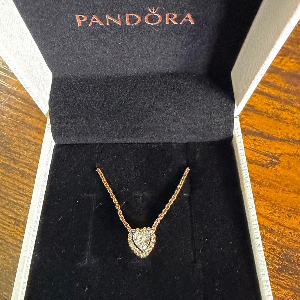 Pandora Timeless Sparkling Heart Collier Necklace – Rose Gold